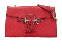 Medium Emily, Leather, Red, 520981, 2*